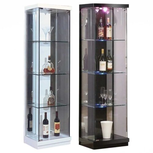 Modern glass display cabinet designs with open glass door. Perfect for showcasing decor while adding stylish storage to your living or dining space.