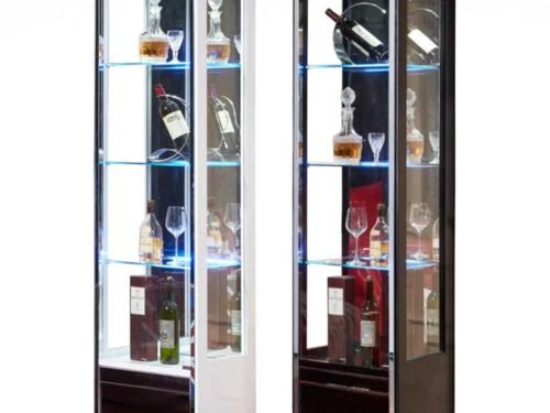 Glass display cabinet with glass open door
