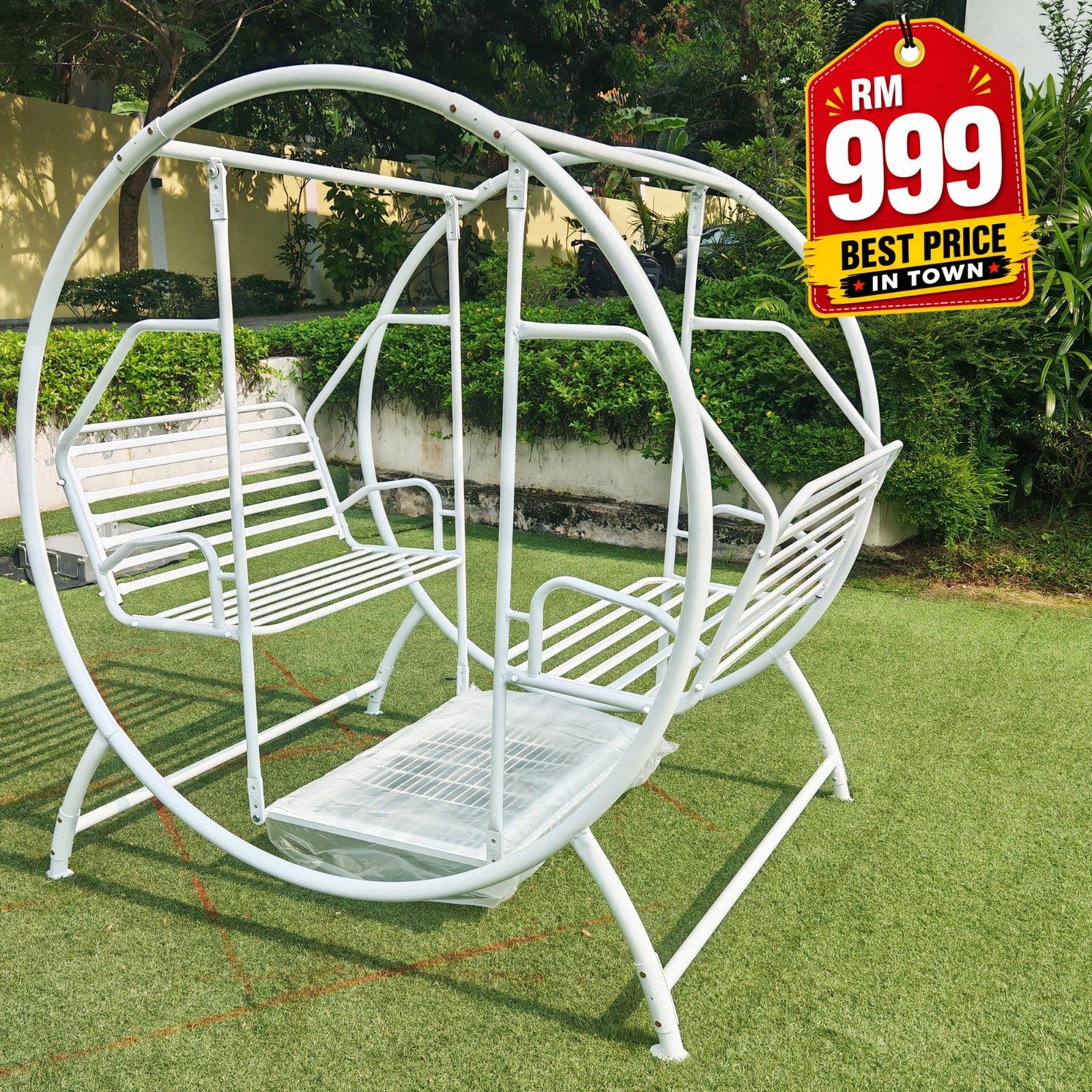 outdoor round swing white
