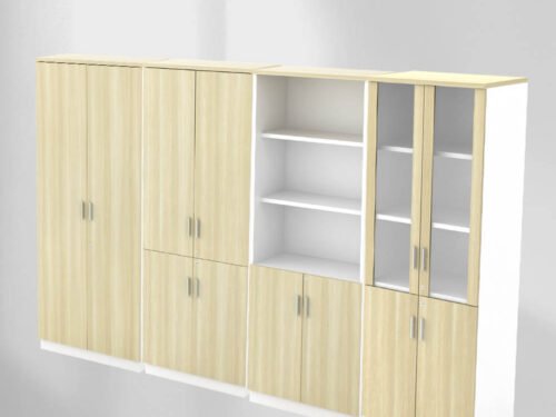 Office cabinet full solid - Borah Ash & White