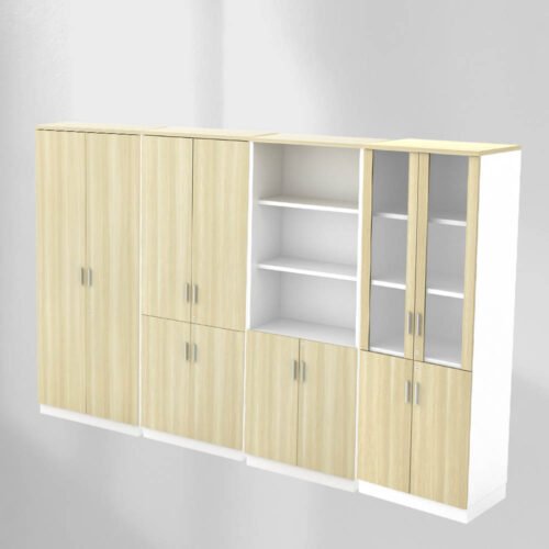 Office cabinet full solid - Borah Ash & White