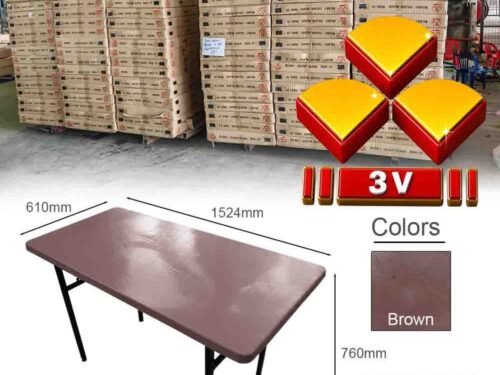 3V Plastic banquet table,metal foldable leg - brown