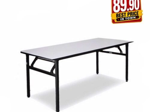 Foldable Banquet Table with foldable metal leg, ideal for convenient placement and storage.