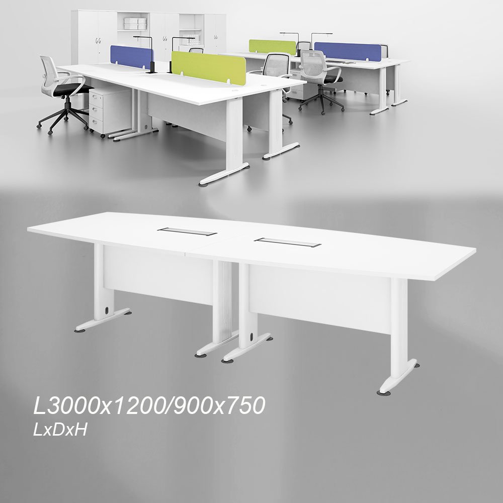 Conference table,meetting table with metal leg,white 25- L1800~L3600 2 Conference table,meetting table with metal leg,white 25- L1800~L3600 - Image 2
