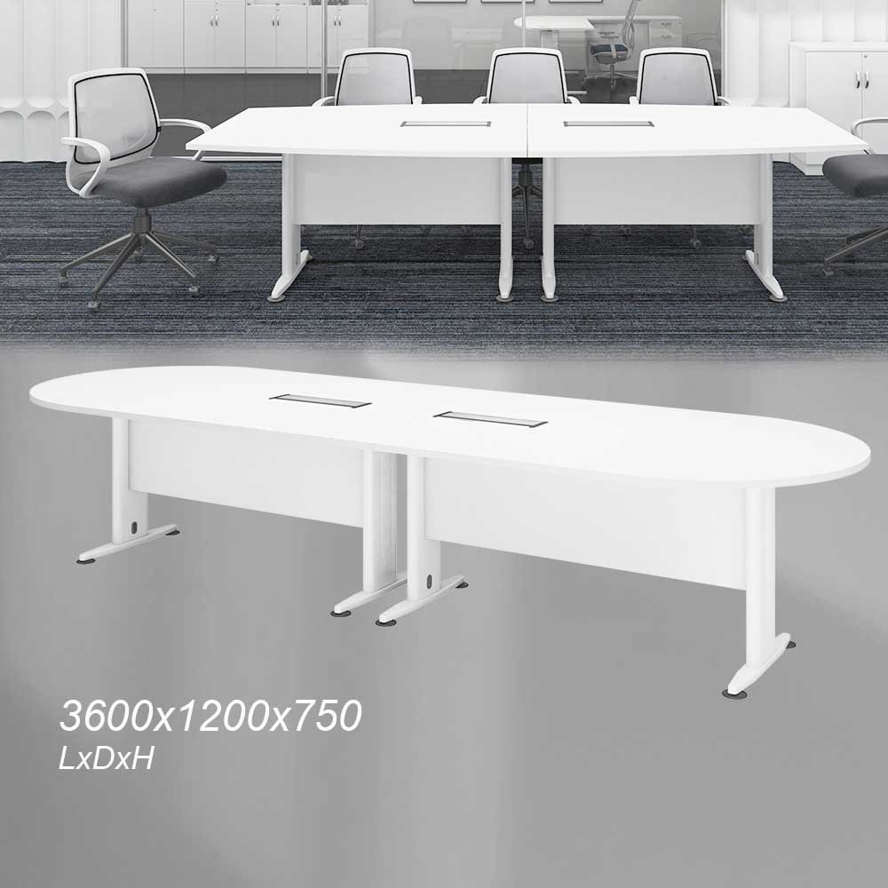 Conference table,meetting table with metal leg,white 25- L1800~L3600 3 Conference table,meetting table with metal leg,white 25- L1800~L3600 - Image 3