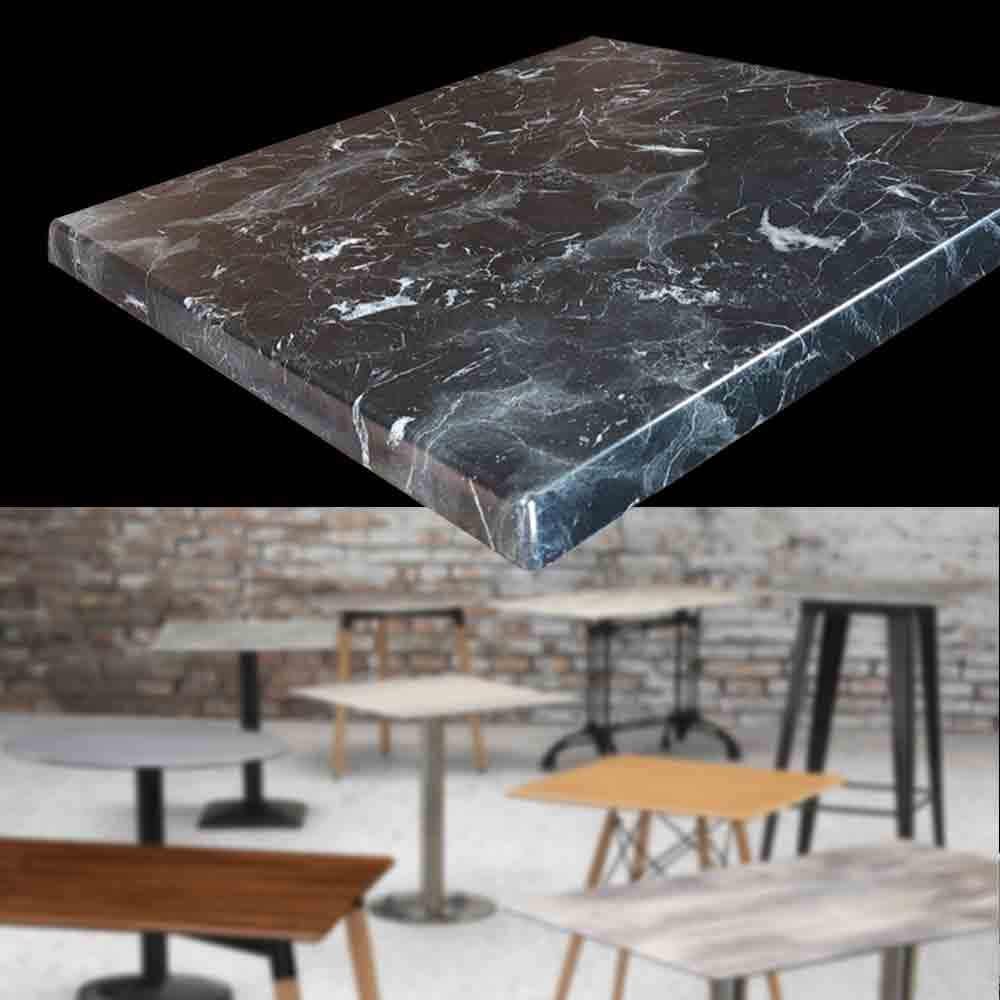Dining table top,restaurant & cafe furniture - Alcantara Black 35mm 1 dining table top