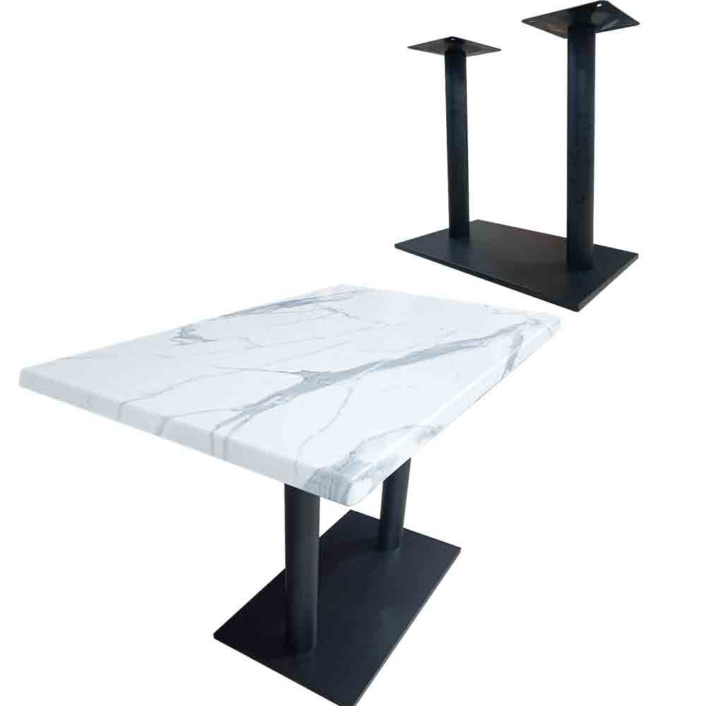Restaurant Dining Table Top & Solid Metal Stand - Rectangle 1 Restaurant Dining Table Top & Solid Metal Stand