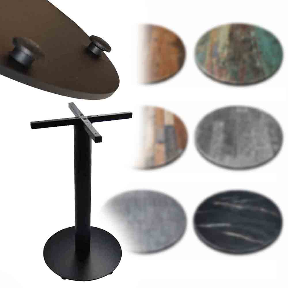 Milano cafe table,table top & solid metal base - 600/700/915mm Round 1 cafe table