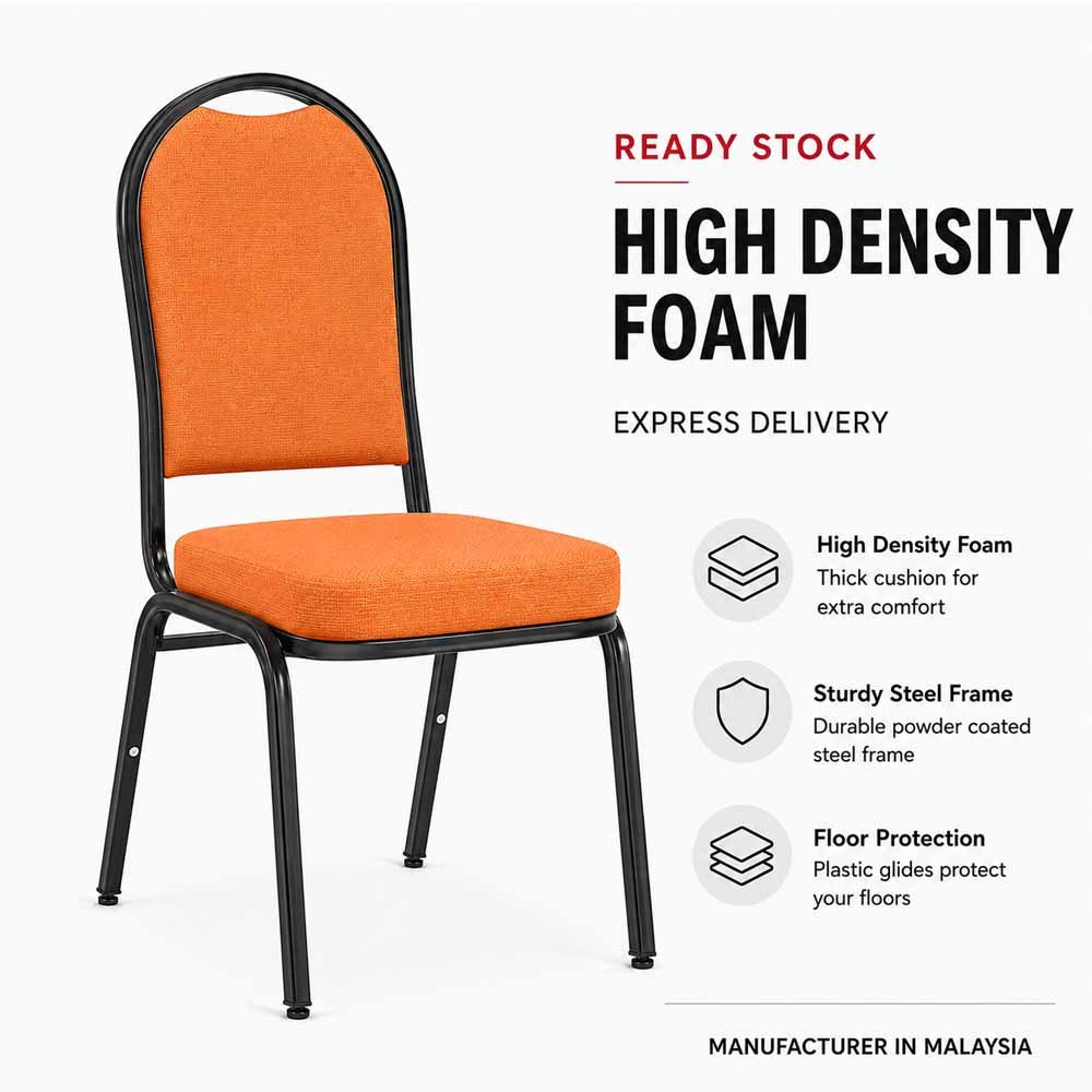 Banquet chair, restaurant, cafe furniture,black metal frame- round 1 banquet chair