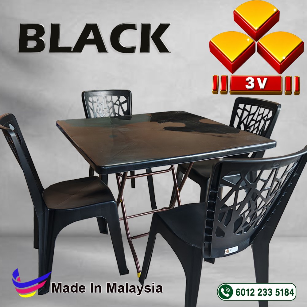 3v plastic table,cafe,restaurant,office,school furniture - Black 1 3v plastic table