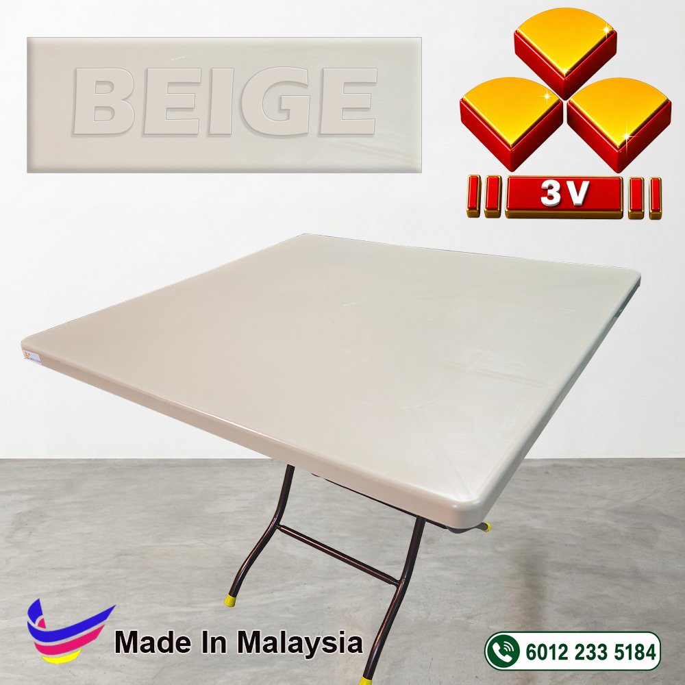 3v Grad A Plastic Table with Metal Leg (New Beige Color) 1 Beige - 3v Grad A Plastic table