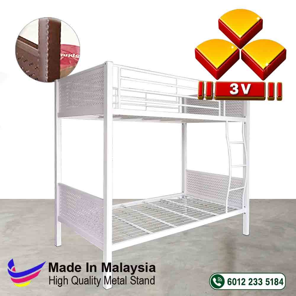 3v Double Decker, Hostel Bed, Metal Bedframe Heavy Duty 50mm Square Tube Design 1 double decker